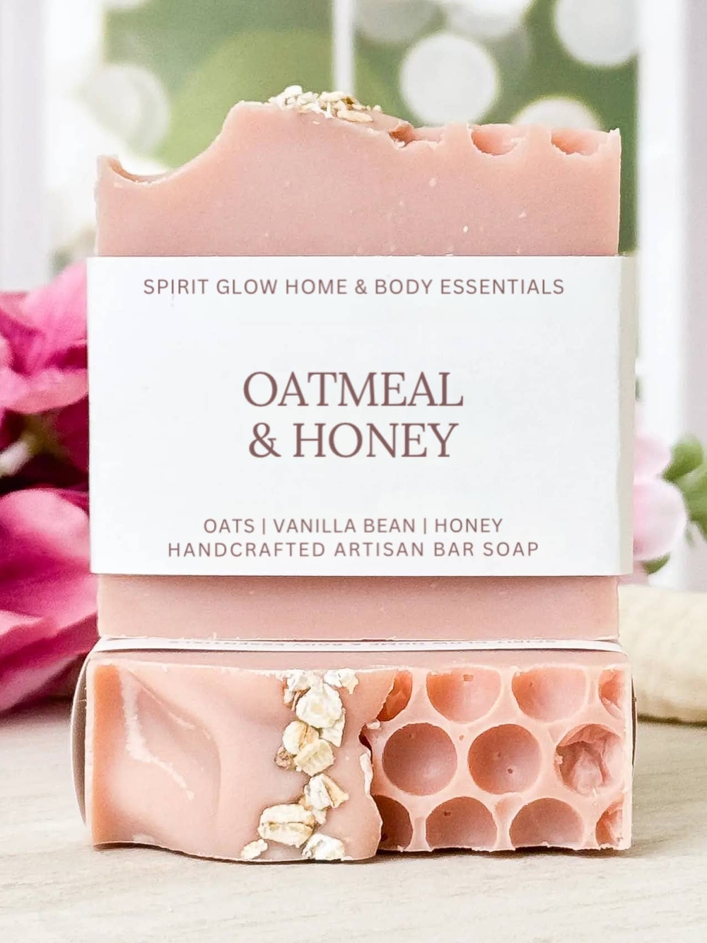 Spirit Glow Oatmeal & Honey Artisan Soap - Pink 7$ Per Bar